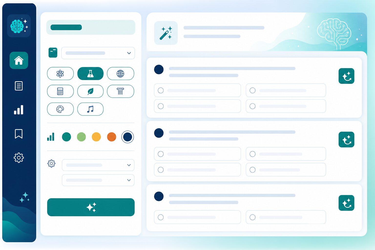 AI question generator interface